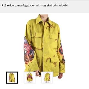 R13 Rose Print Cotton Military Jacket